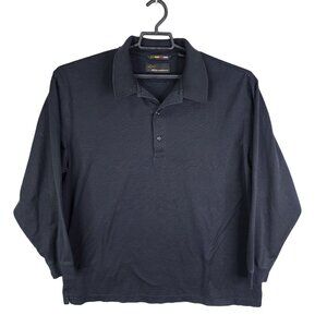 Mens Black Greg Norman Polo Shirt Long Sleeve 100% Cotton Double Mercerized XL